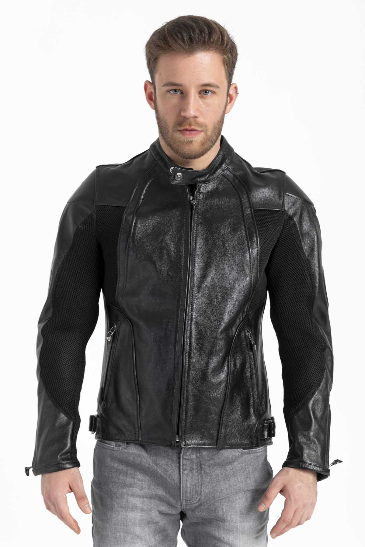 HD-0024 -- Erkek Deri Ceket Trento / Fileli