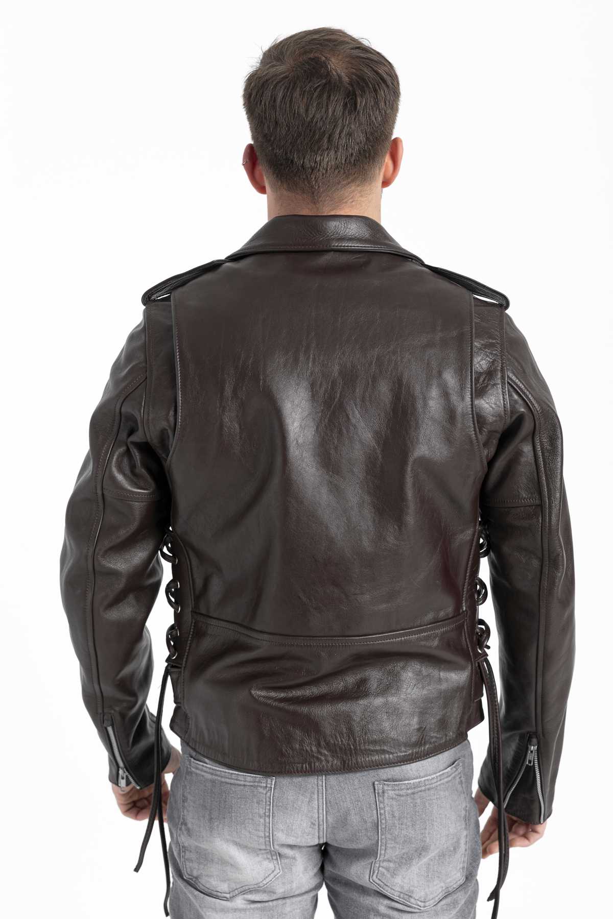 HD-0025 -- Erkek Deri Ceket Kusuka Kemerli / Bordo - Görsel 4