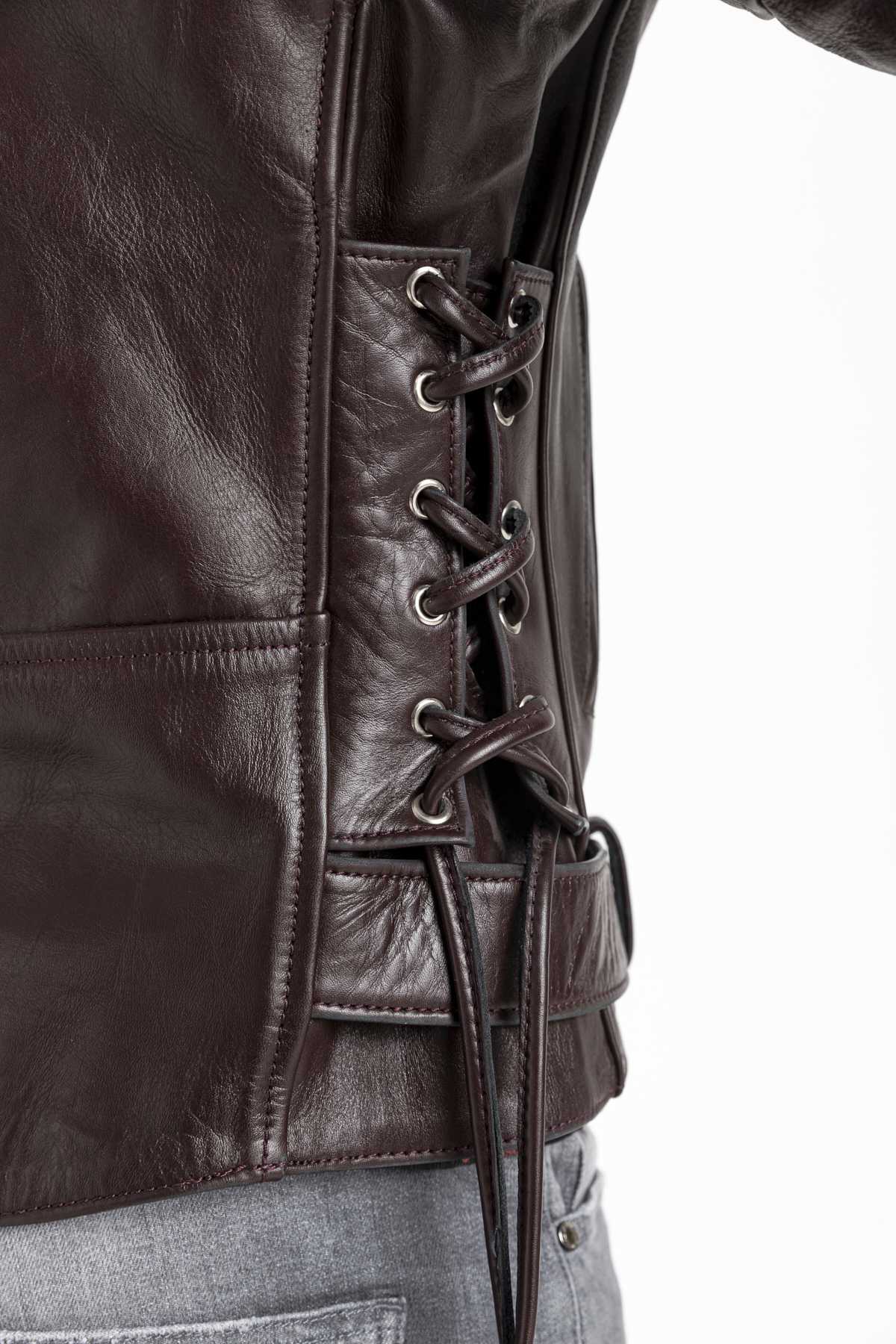 HD-0025 -- Erkek Deri Ceket Kusuka Kemerli / Bordo - Görsel 6