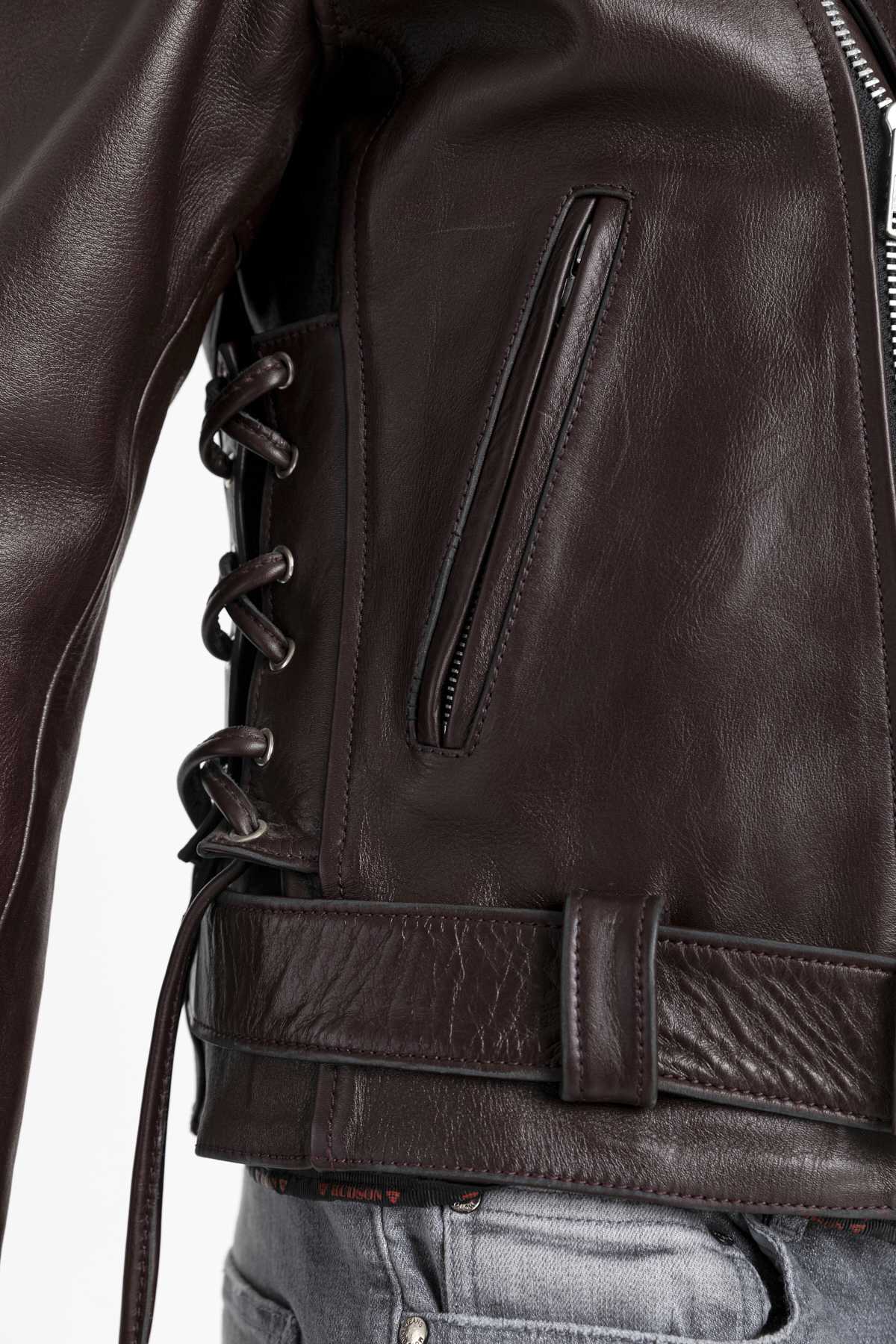 HD-0025 -- Erkek Deri Ceket Kusuka Kemerli / Bordo - Görsel 7