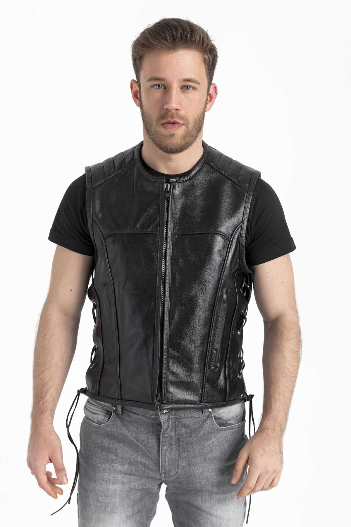 HD-0075 -- Erkek Deri Yelek Swat Yan Bağcıklı